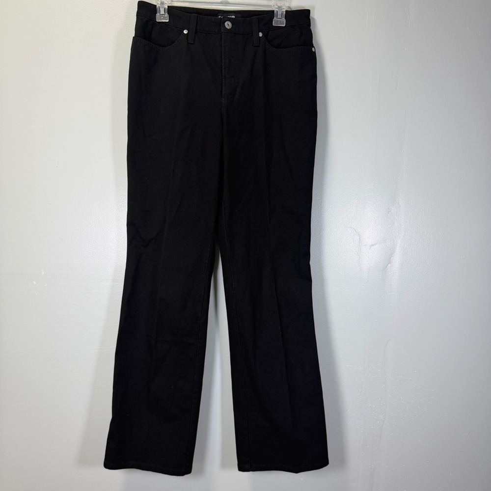Cambio Basics Jade Black Straight Leg Pants Womens Sz 12 High Rise Cotton Blend